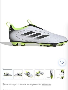 adidas Kids White & Neon Green Soccer Cleats